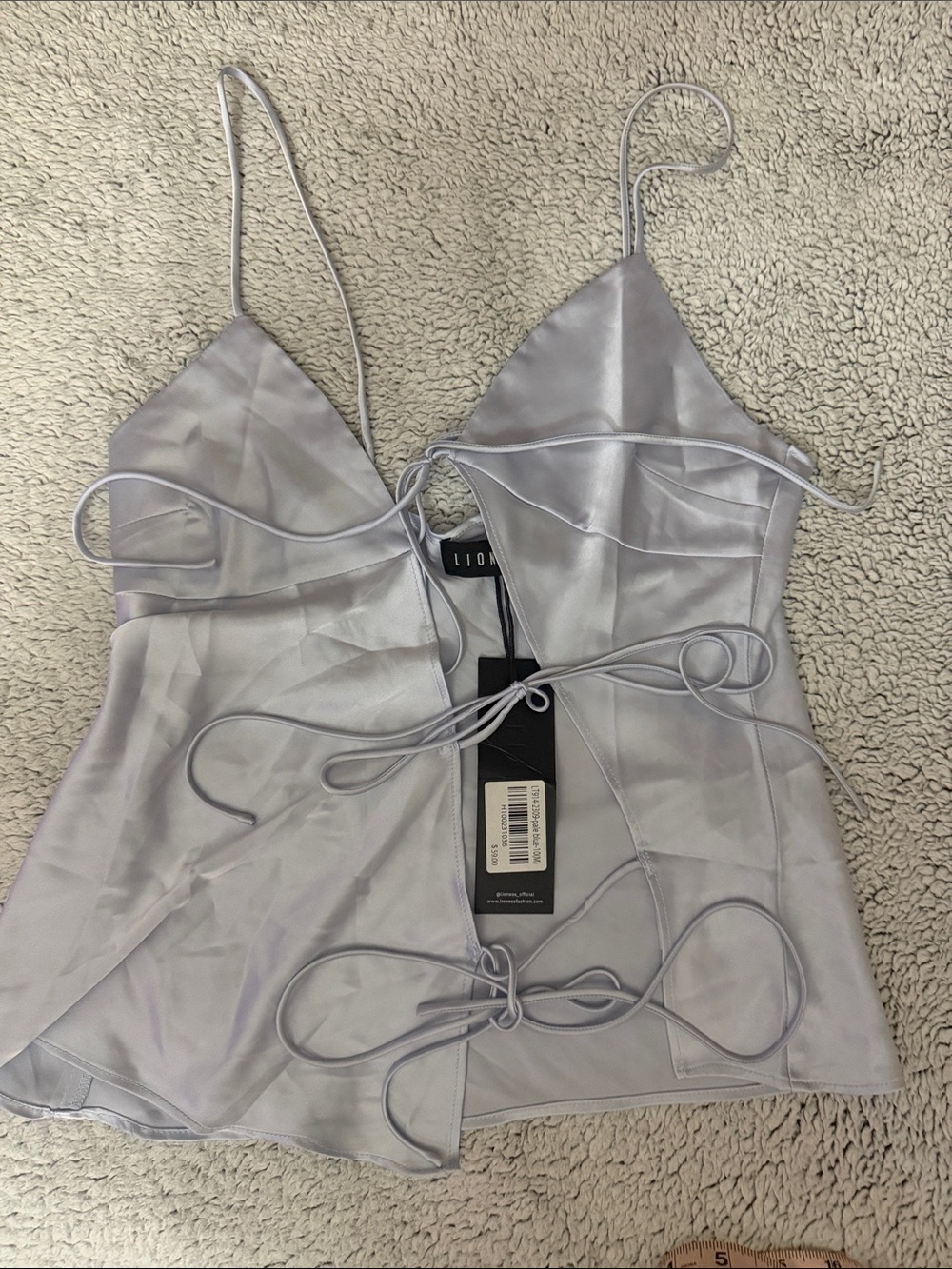 Lioness PALE BLUE* Mariah Satin Tie-Front top SOLD OUT!! - Picture 7 of 8
